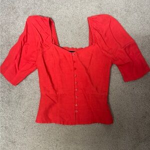 Something Navy Red Button-Up Blouse